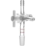 StonyLab Vacuum Glass 3-Way Flow Control Adapter, Borosilicate Glass Adapter with Standard 14/20 Taper Joint and PTFE Stopcoc