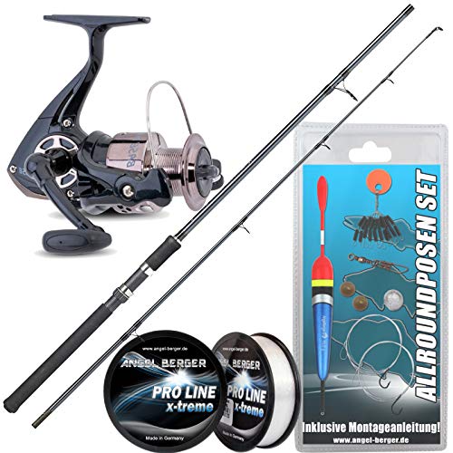 Angel-Berger Steck Angelset Rute Rolle mit Zubehör