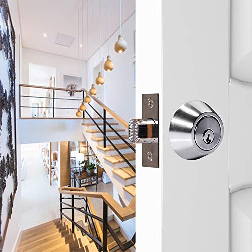Single Cylinder Deadbolt Door Locks with Keyed for Entry Door (Privacy/Passage)，Satin Stainless Steel - Thumbnail 5