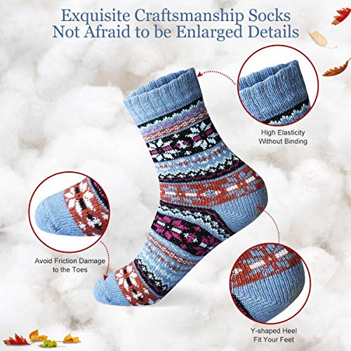 Women Winter Socks Warm Womens Socks Wool Socks Gift Socks Warm for Women Vintage Casual Crew Socks 5 Pairs