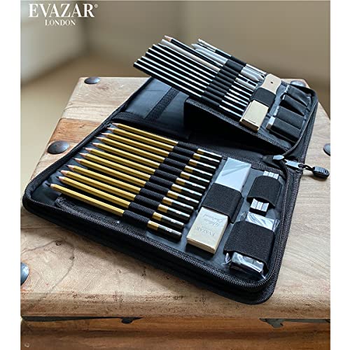 EVAZAR London Sketching and Drawing Pencils kit, includes graphite