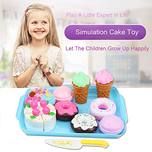 LtrottedJ Dessert Cake Food Toy Pretend Play Food Ice Cream Birthday Cake Set Toy