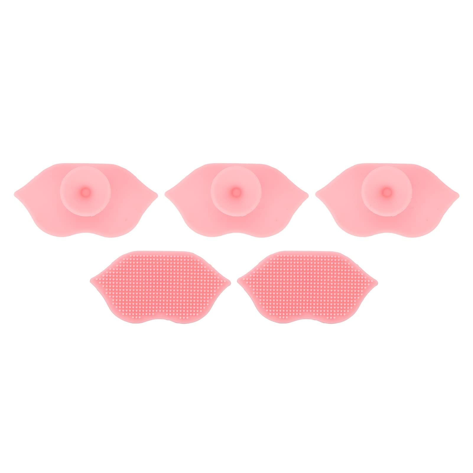 5pcs Lip Scrub Brush, Silicone Exfoliating Lip Brushes with Sucking Cup Facial Cleansing Brush Face Washing Applicator Bendable Soft Lip Scrubbers Deep Cleaning Exfoliating Brush Tool