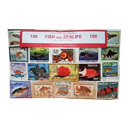 Worldwide Fish, Sea Life and Marine Animals Stamps Collection - 100 Different Stamps! Souvenir/Speicher/Memoria! Collectable Stamps from Around the World! Timbre/Stempel/Francobollo/Sello!