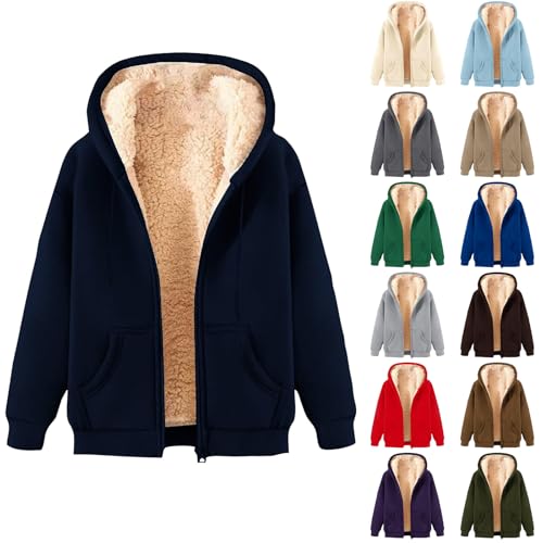 Angxiwan Ladies Casual Jackets Hoodies for Women UK Oversized Zip up Hoodie Women Fleece Casual Long Sleeve Sweatshirt Fluffy Hooded Sweatshirt Ladies Hoodies Long Sleeve Tops