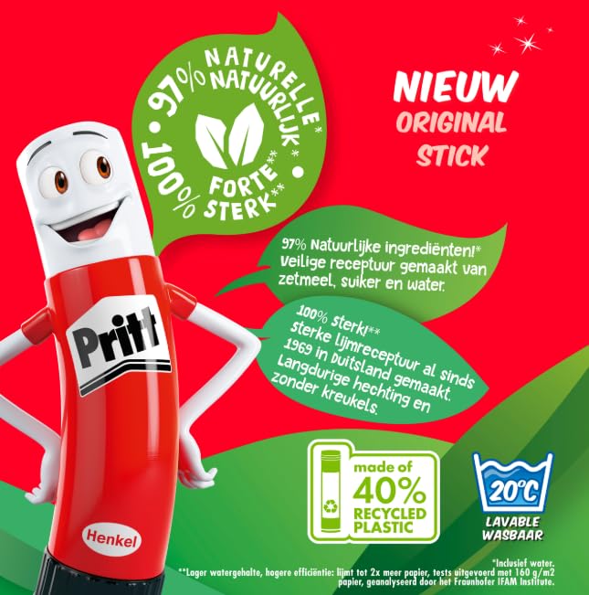 Pritt Klebestift, sicherer und kinderfreundlicher Bastelkleber für Kunst und Bastelarbeiten, starker Kleber für Schule & Bürobedarf, 5x43g Pritt Stift 3