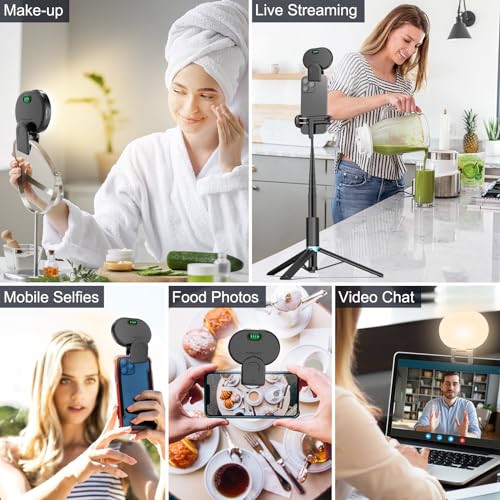 Tobeape 80 LED Full-Screen Selfie Light, Portable Fill Ring Light with 3 Lighting Modes 10 Bright Levels, CRI 95+, 2000 mAh Rechargeable Phone Light with Clip for iPhone Android Tablet Tiktok Video