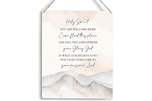YCYD Farmhouse Decor Holy Spirit You Are Welcome Here Wooden Hanging Sign Inspirational Wood Sign for Garden Home Farmhouse Bible Verse Wall Art Christian Gifts Rustic Religious Home Decor 8 x 10 Inches