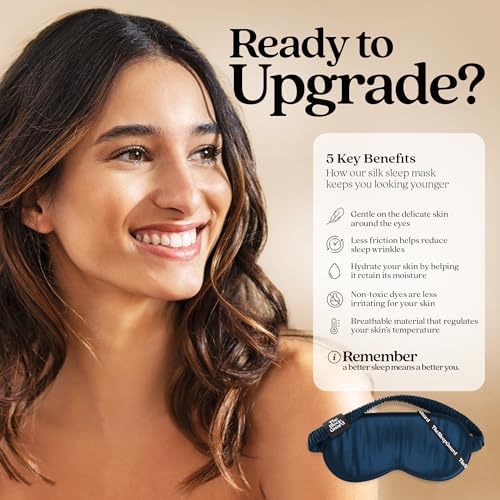 TheSleepGuard Pure Silk Sleep Mask [100% 6A Mulberry Silk, 22 Momme] Light Blocking Travel Essentials. Eye Masks for Sleeping. Black Oeko-Tex Blindfold. Eye Covers for Men & Women (Midnight Navy)