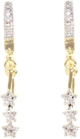 Lady Touch American Diamonds Gold Plated Stud Hanging Earrings For Girls
