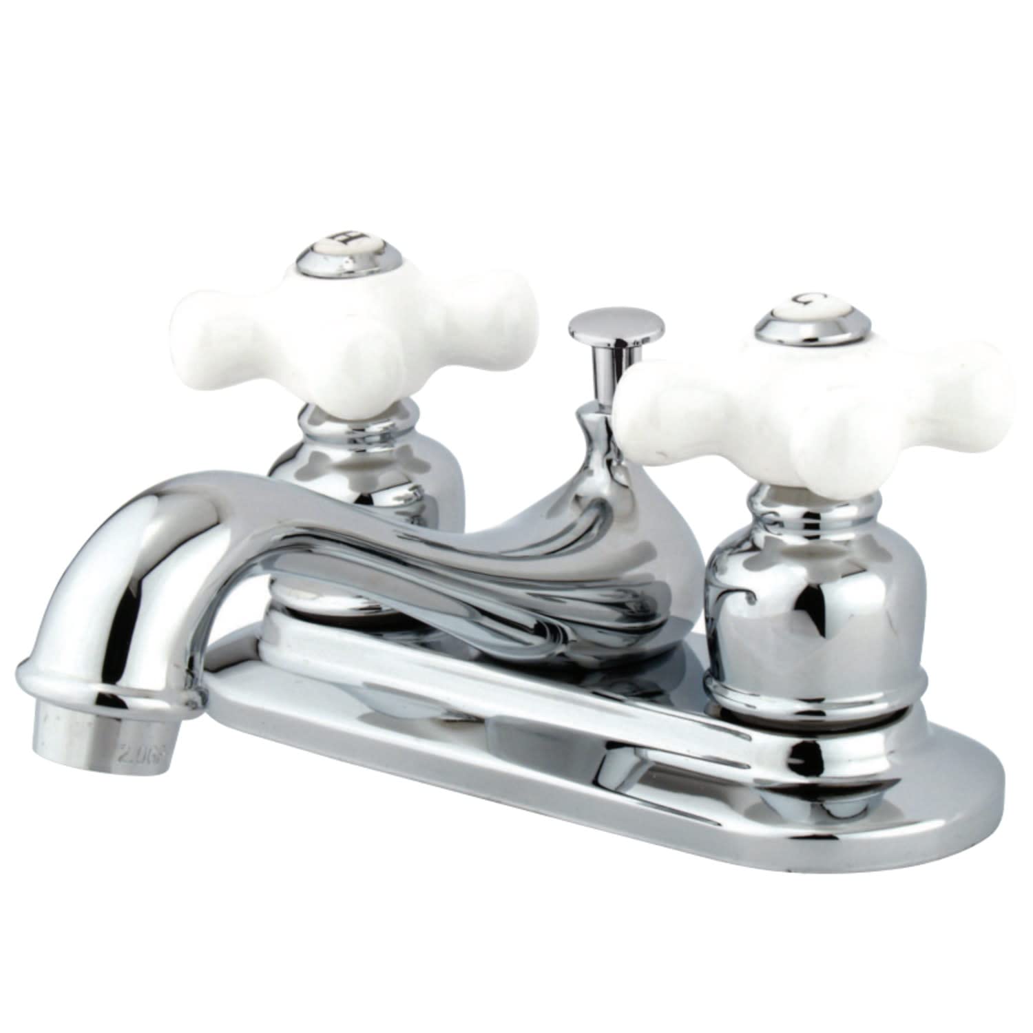 Photo 1 of *Used dirty scratched*Kingston Brass KB601PX Restoration 4-Inch Centerset Lavatory Faucet with Porcelain Cross Handle, Polished Chrome