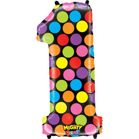 Number One Mighty Bright Polka Dot Megaloon 40" Mylar Foil Balloon