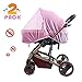 [2 Pack] Baby Nets for Strollers, Carriers, Car Seats, Cradles, Fits Most PacknPlays, Cribs, Bassinets & Playpens, Soft Durable Shield Netting, Babies Fly Screen Protection (Pink)