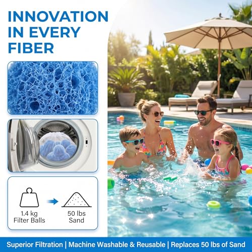 Pool Filter Balls, Pool Filter Balls, Reusable Filter Balls, Suitable for Filtration Systems such as Pools, Sand Filters and Aquariums Swimming Pool Filter Balls (1000g)
