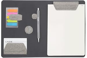 LHiDS Creative Magnetic Business Portfolio Resume Padfolio Organizer, A5 Folder with Clipboard, Paper Clip, Writing Pad, Magnetic Closure for Work, School and More, Grey