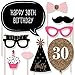 Chic 30th Birthday - Pink, Black and Gold - Birthday Photo Booth Props Kit - 20 Count