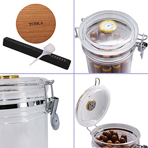 TOIKA Elegant Clear Acrylic Cigar Humidor Case,Cigar Jar Container with