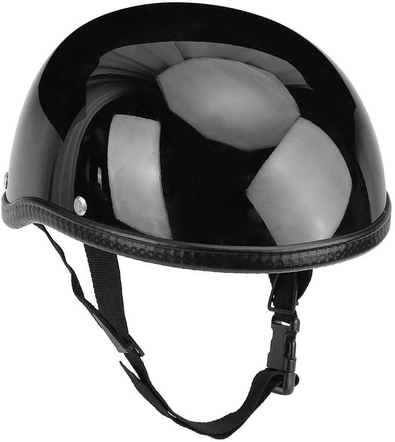 KIMISS Motorcycle Safety Helmet,Vintage Cycling Open Face Helmet Glass Fiber Hat Gloss Black for Men Women - Image 3