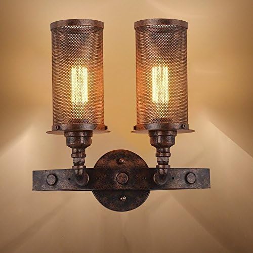 KWOKING Lighting Industrial Wall Sconce 2 Lights Hanging Lamp with Cylindrical Metal Shade Indoor Barn Lighting for Restaurant Warehouse