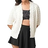 Novella Women's Short Sleeve Cardigan Open | Front Lightweight Summer Sweater | Casual Loose Fit | Ivory Color Cardiagn Large Size