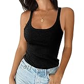 Ivay Womens Scoop Neck Ribbed Knit Tank Top Sleeveless Cotton Wife Beater Camisole Shirts