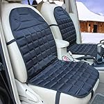 Zone Tech Car Heated Seat Cover Cushion Hot Warmer - 2-Pack 12V Classic Black Heating Warmer Pad Hot Cover Perfect for Cold Weather and Winter Driving