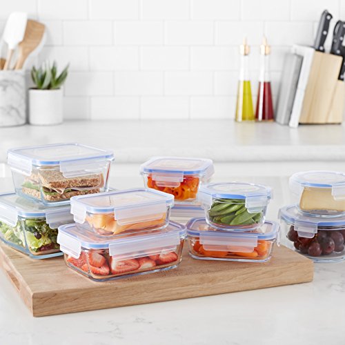 Amazon Basics Glass Locking Lids Food Storage Containers, 20Piece Set