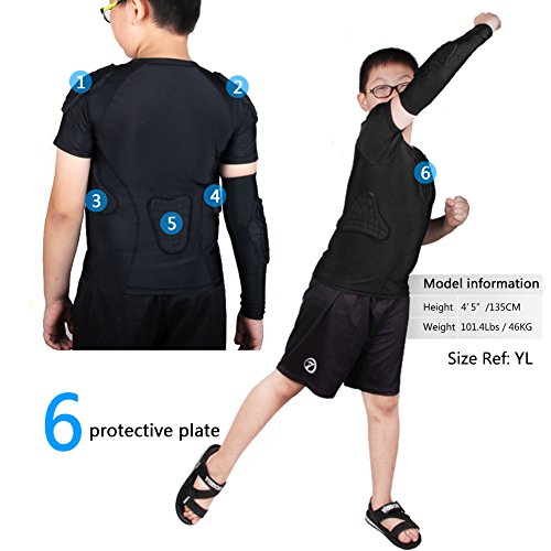 image for Pellor Children Impact Compression Padded Shirts Soccer Basketball Ska