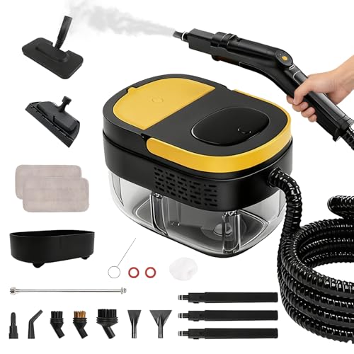 Portable Steam Cleaner, 2500W Powerful Steam Cleaner for Home, 3 Adjustable Speeds, 17 Accessories, 1600 ml Water Tank, 4 Bar Pressure, for Kitchen, Windows, Floors, Cars