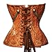 bslingerie® Gothic Punk Heavy Duty Brown Faux Leather Steel Boned Underbust Corset (M, Denim Brown)