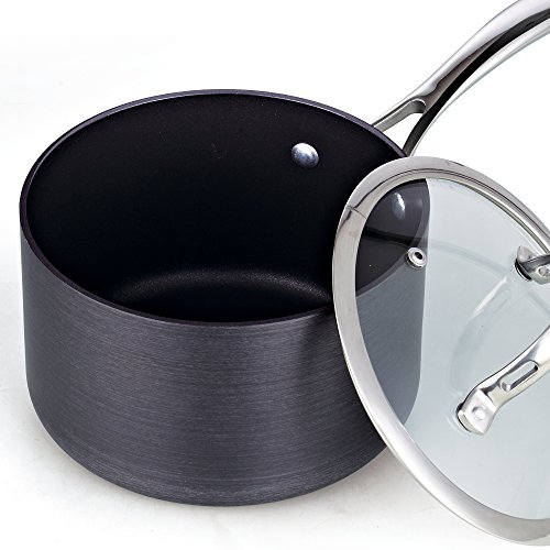 Cooks Standard 3Quart Hard Anodized Nonstick Saucepan with Lid, Black