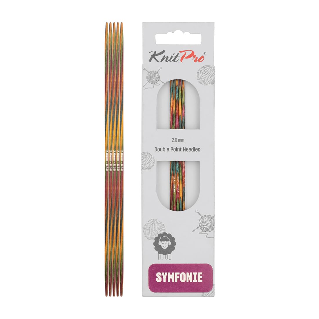 KnitPro Symfonie Double Pointed Needles 4" (10cm) | 2.00mm