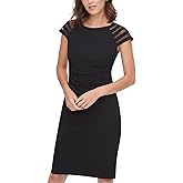 Jessica Howard Womens Short Sleeve Boat Neck Sheath Midi Dress