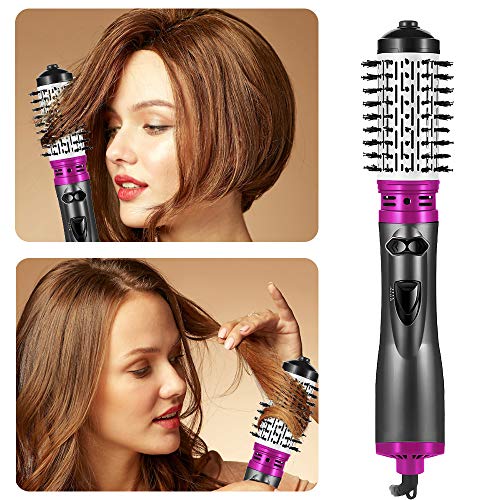 Hair Dryer Brush 3-in-1 Hot Air Brush Negative Ion Hair Straightener for Styling & Frizz Auto-Rotating Curling Brush Hair Dryer (purple) - Thumbnail 4