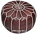 Moroccan Buzz Premium Leather Pouf Ottoman Cover, Brown (UNSTUFFED Pouf)