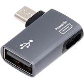 NFHK Micro USB 2.0 to Type-A Female OTG Host Adapter 90 Degree Right Angled with USB Power for Phone Tablet