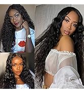 CINHOO 26" Curly Wavy Bob Wig Long Deep Wave Crimp Lace Front Wigs for Black Women,150% Density L...
