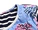 LOSRLY Women Floral Printed Tops Striped Blouse Short Sleeve T Shirt with Pocket-Light Purple XL 16 18