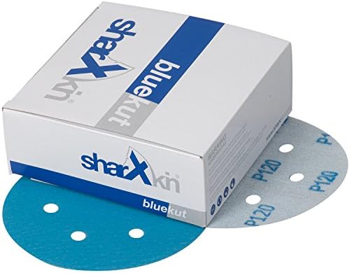 Sharxkin Hook and Loop Sanding Discs 6 Inch, 50 Pack, 6 Holes P120 Grit, Made of Aluminum Oxide and Back Film