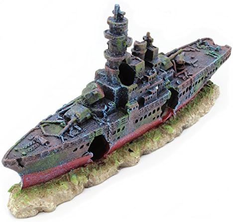 Sumera ミリタリー 水槽 沈没船 オブジェ アクアリウム インテリア オーナメント 戦艦 中 大型水槽用 Flex Design