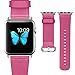 J&D Replacement Band Compatible for Apple Watch 38mm Series 4/3/2/1 Band, Modern Series Genuine Leather Strap Wrist Band Replacement with Metal Clasp Adapter for 38mm Wristbands, Pink Rose