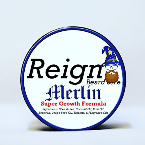 Reign Beard Care Merlin Super Growth Formula Sandalwood Bourbon Beard Balm 2 oz. Jar