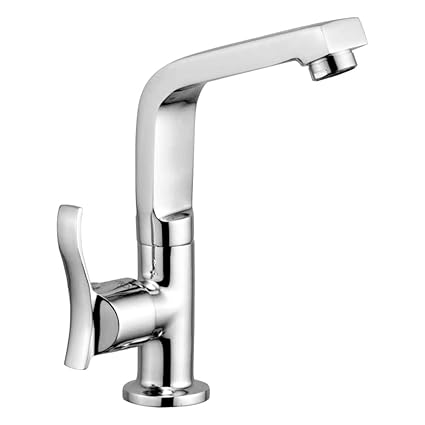 Oleanna Angel Brass Swan Neck Pillar Tap with Swivel Spout for Sink and Basin Kitchen and Bathroom (Disc Fitting | Quarter Turn | Form Flow) Chrome