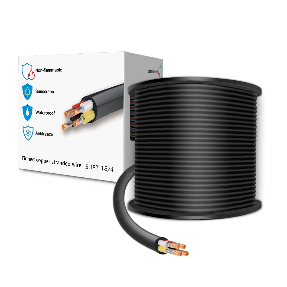 LEADTOPS 33FT 18 Gauge 18/4 4 Conductor Electrical Wire 4 Core 4x0.8mm² Cable for LED Light, Automotive, Boat Equitment