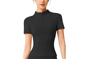 COWOKA Women's Workout Jacket Slim Fitness Casual Short Sleeve Sports coat Yoga Tops