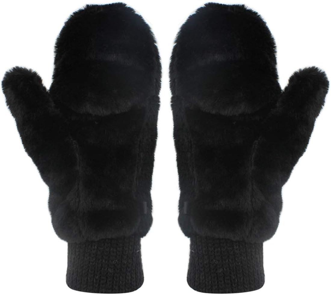 RARITYUS Women Fur Flip Cover Mittens Warm Soft Half Fingerless Winter Gloves for Teen Girls Outdoor Sports at  Women’s Clothing store