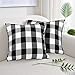 Buffalo Check Plaid Throw Pillow Covers Set of 2, Farmhouse Square Decorative Pillow Cushion Covers for Sofa Couch Living Room Sofa Outdoor Indoor,Black and White,18 x 18 Inches