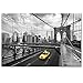 Live Art Decor - Modern Cityscape Canvas Wall Art,New York Yellow Taxi on the Brooklyn Bridge Picture Print on Canvas Painting,Framed and Ready to Hang