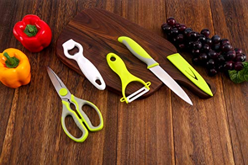 Kitchen Knife and Scissors Set by WELLSTAR, Heavy Duty Multi-Purpose Food Shears and Ultra Sharp Utility Knife with Safety Blade Cover, 3pc Food Grade Stainless Steel Cutlery Peeler Set - Thumbnail 2