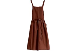 Gardening Apron for Women Cross Back Aprons for Women Pinafore Apron Women Cotton Linen Cross Back Apron with Pockets for Gar